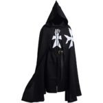 Medieval Knight Tunic & Cloak with Maltese Cross Black