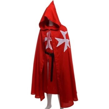 Medieval Knight Tunic & Cloak with Maltese Cross Red